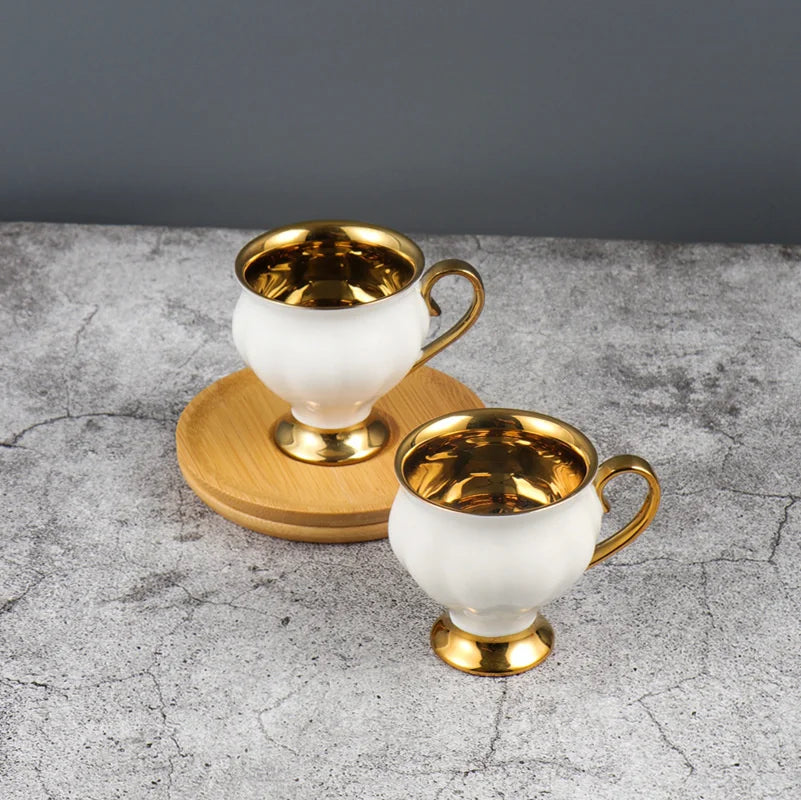Best 2pcs/set Turkish Coffee Cups Set Of 2 Ceramics Cup Of Coffee Creative Gifts Relief Teacup And Saucer Set Retro 90ml Gobelet