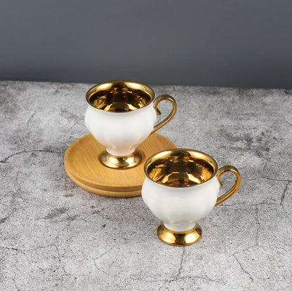 Best 2pcs/set Turkish Coffee Cups Set Of 2 Ceramics Cup Of Coffee Creative Gifts Relief Teacup And Saucer Set Retro 90ml Gobelet