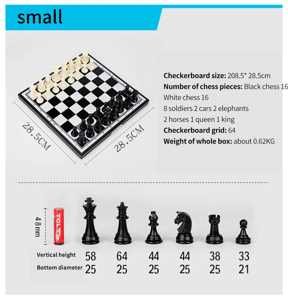 Portable Special Magnetic Chess Backgammon Checkers Set Big Board Draughts Entertainment Christmas Travel Games Aldult Kids Gift