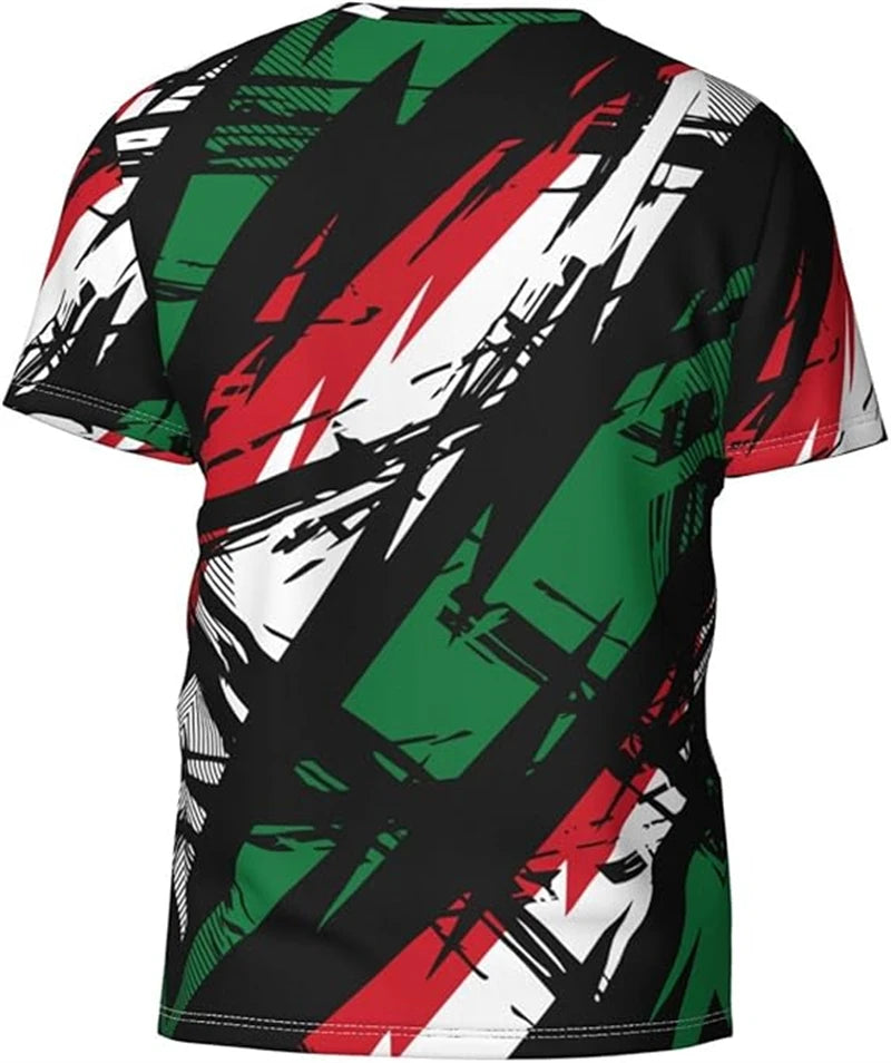 Fashion Palestine Flag Football T Shirts Trend Summer Short Sleeve National Emblem 3D Printed Sports Tees Loose Breathable Tops