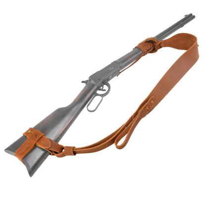 WAYNE'S DOG 1 Combo LeatherRifle Gun No Drill Harnessed Buttstock Holder with Barrel Mount with Matched Gun Sling Shoulder Strap