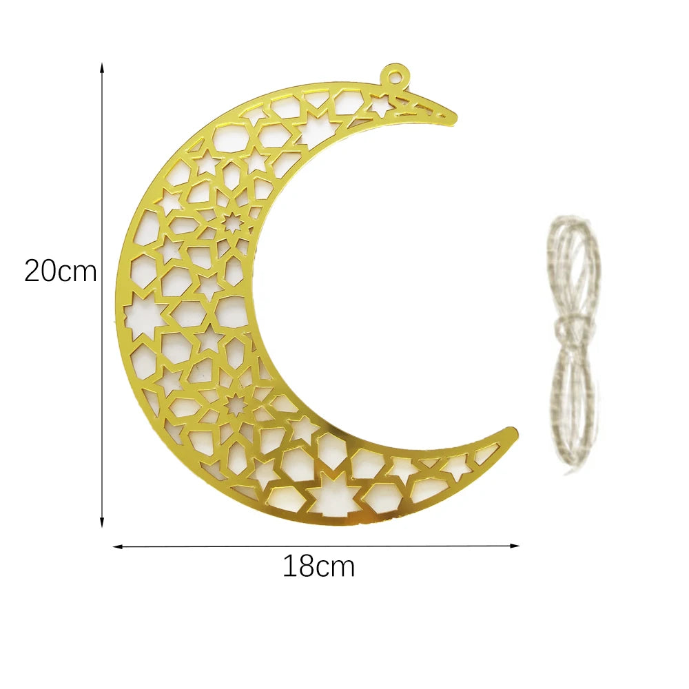 Eid Mubarak Hanging Decoration Acrylic Ramadan Moon Star Lantern Pendant Eid Mubarak Decoration 2026 Eid Party Ornament for Home