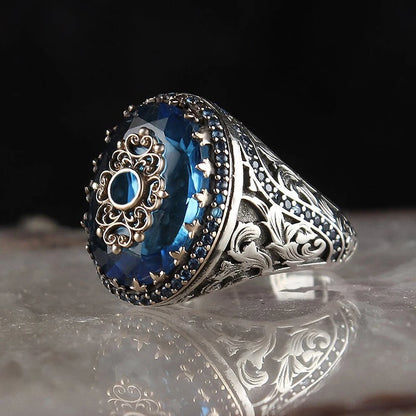 Turkish Men's Ring Vintage Black Zircon Fashion Punk Wind Islamic Religious Muslim Jewelry