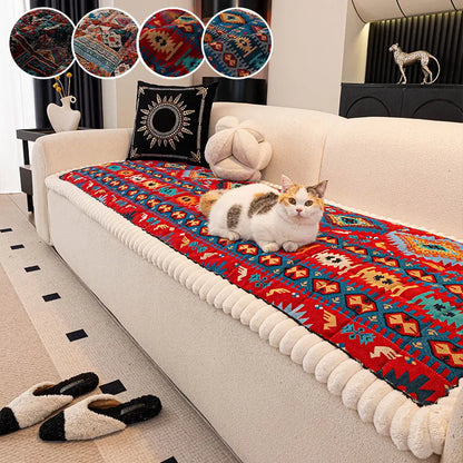 1PC-Autumn and winter thick Bohemian style anti slip sofa cushion 2025 new simple and high-end ethnic style cushion