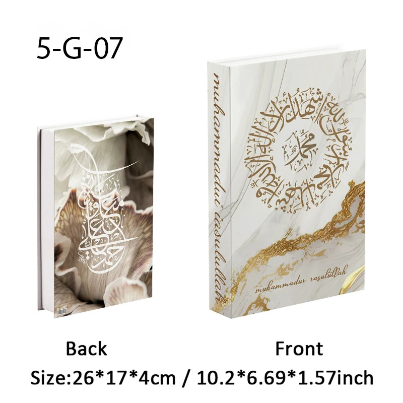 Islamic Ramadan Luxury Fake Book Storage Box Decorative Books Kaaba Mosque Muslims Arch Moroccan Coffee Table Shelf Home Decor