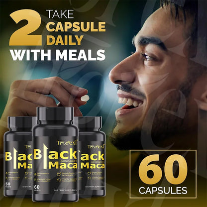 Natural Black Maca ERECTEnhancer, Male Power Strength Supplements for Volume Enhancing, Max Stamina Capsule for Man
