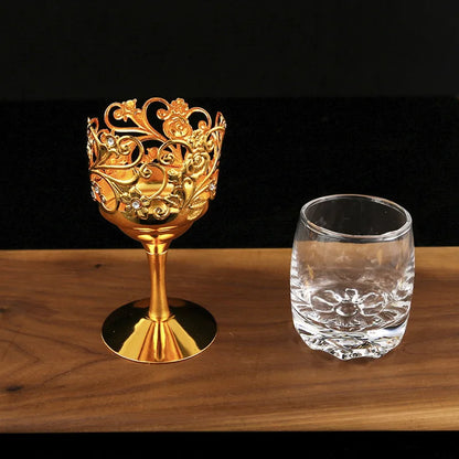 Vintage Metal Wine Glasses Goblet European Style Wine Cup Great For Red White Wine For Party Wedding Anniversary
