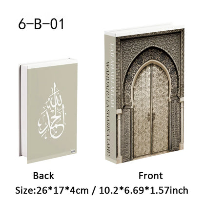 Islamic Kaaba Eid Mosque Luxury Decorative Books Storage Box Fake Book Interior Decoration Coffee Table Ornament Bedroom Decor