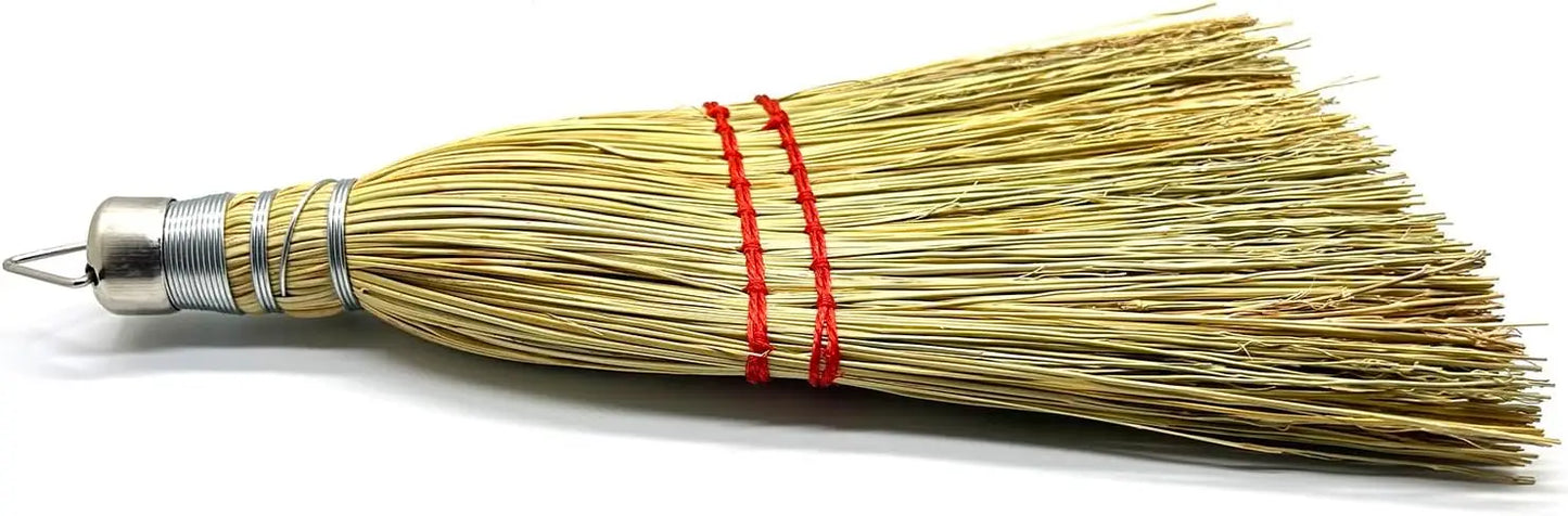 12 Inch Corn Broom Mini Whisk, Natural Straw with Metal Hang for Outdoor Porch Driveway Halloween Decor