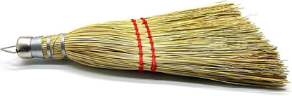 12 Inch Corn Broom Mini Whisk, Natural Straw with Metal Hang for Outdoor Porch Driveway Halloween Decor