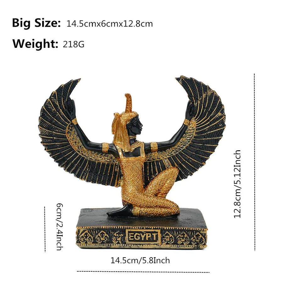 Isis Winged Goddess Resin Figurine – Egyptian Handicraft, Mother of Horus Decor