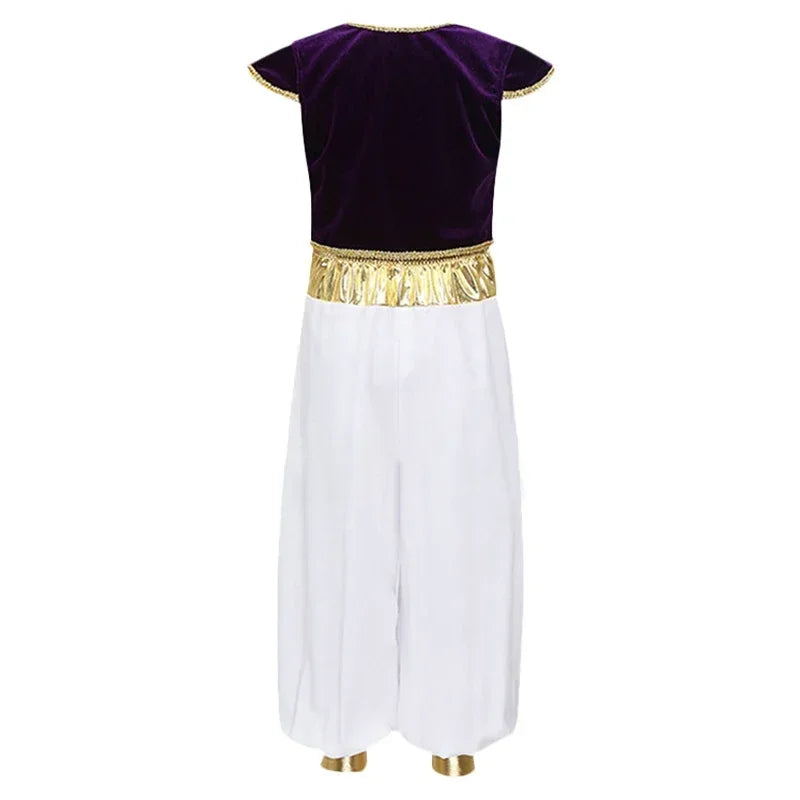 Movie Aladdin Costumes Arabian Prince Aladdin Cosplay Costume Vest Pants Suits Halloween Party Clothes