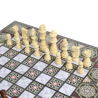 Luxury Knight Wooden 3-in-1 Chess Backgammon Foldable Intellectual Entertainment Game Portable Board Multiple Modes