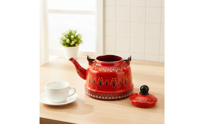 Enamel Kettle for Boil Water Round Teapot Easy to Clean Vintage Water Kettle Anti-Scald Water Kettle for Stovetop Kitchen Home
