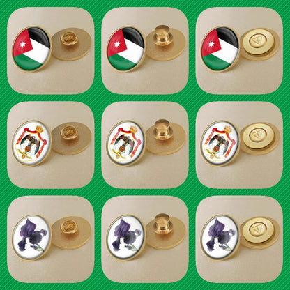 Jordan National Symbols Brooch Set – Map, Flag, Emblem & Flower Lapel Pins