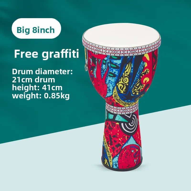 8 inch African  Large 8 Hand Drum PVC Drum Body Lightweight Hand Drum Percussion Bongo suitable for Adult Beginners