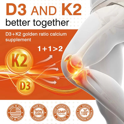 Vitamin D3 10000 IU with K2 200 Mcg | 2 in 1 Support Immune, Heart, Joint, Teeth & Bone Health