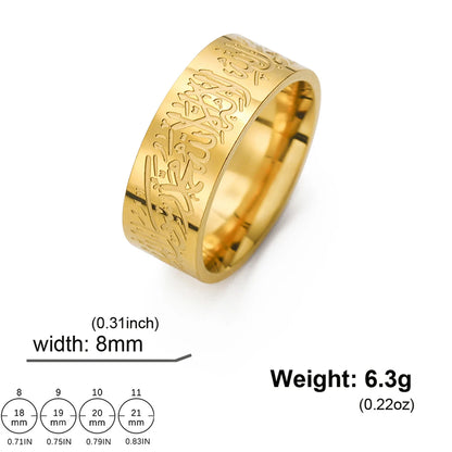 EUEAVAN Muslim Arabic Letter Ring Stainless Steel Islam Allah Prayer Engraved Rings Women Men Religious Amulet Eid Jewelry Gifts