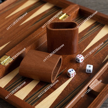 Solid wood veneer refined backgammon set, various sizes mahogany chess sets, business gift table, leisure puzzle chess and cards