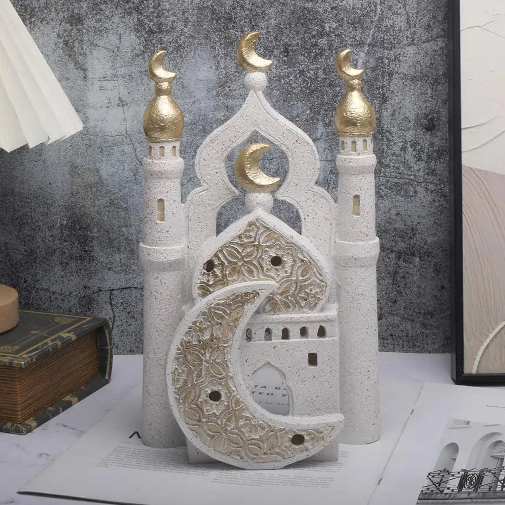 Ramadan Ornaments Resin Material Mosque Islamic Castle Statue Family Tabletop Atmosphere Decoration Architectural Table Decor