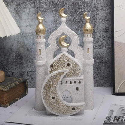 Ramadan Ornaments Resin Material Mosque Islamic Castle Statue Family Tabletop Atmosphere Decoration Architectural Table Decor