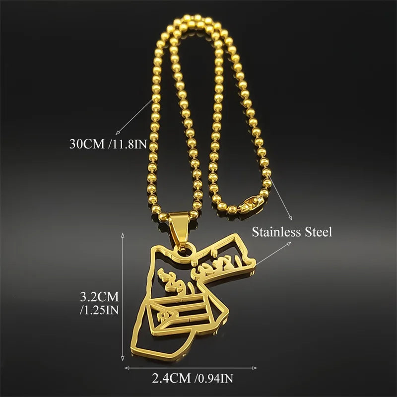 Jordan Map & Flag Pendant – Gold-Tone Stainless Steel Car & Bag Charm