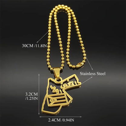 Jordan Map & Flag Pendant – Gold-Tone Stainless Steel Car & Bag Charm