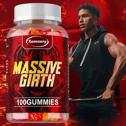 Massive Girth Gummies for Men - Men's Vitality Enhancer, Increase Size and Stamina, Boost Strength and Confidence Vegan