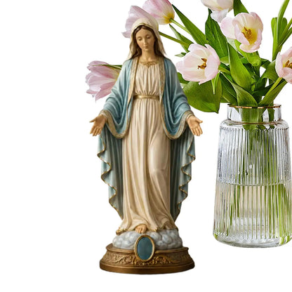 8 Inch Jesus Heart Virgin Mary Figurines Blessed Mother Statues Collectible Figurines Religious Desk Decor For Bedroom