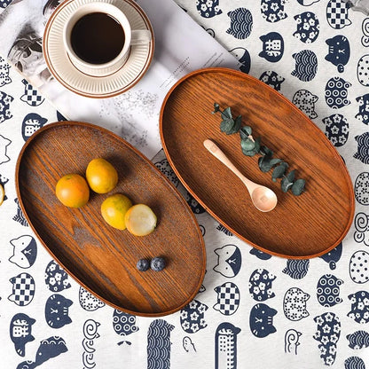 Oval Serving Trays Tableware Dessert Tea Saucer Coasters Coffee Coasters Wooden Plate Storage Food Display Home Hotel Decor