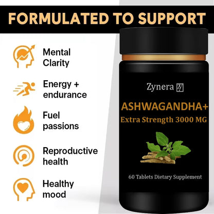 Ashwagandha 3000mg Extract 60 Tablets,Male Stamina, Energy, Strength & Performance, Fast Acting Enlargement Support Men Healthy