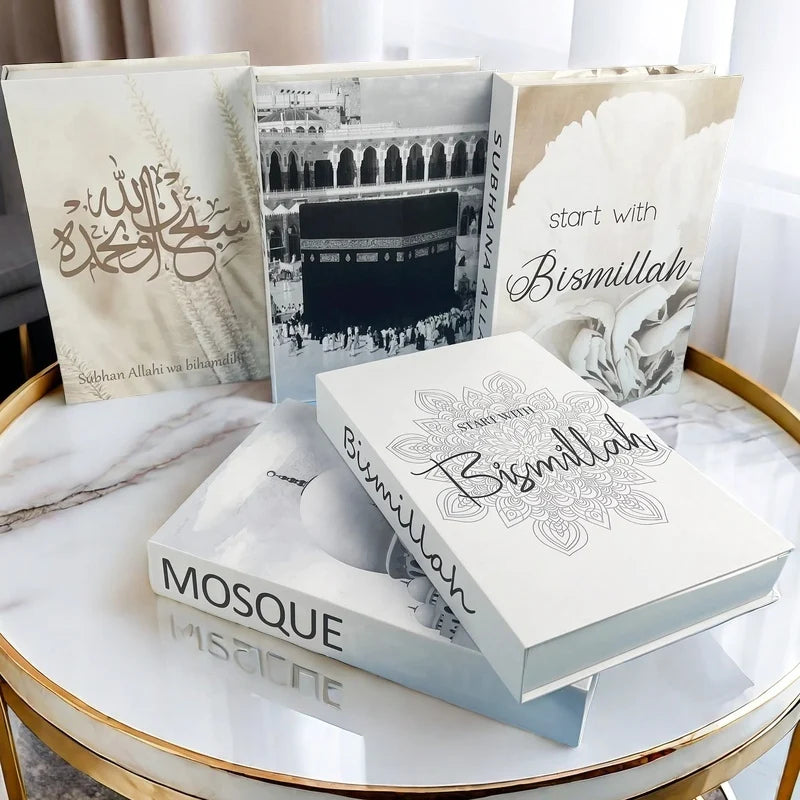 Islamic Kaaba Eid Mosque Luxury Decorative Books Storage Box Fake Book Interior Decoration Coffee Table Ornament Bedroom Decor