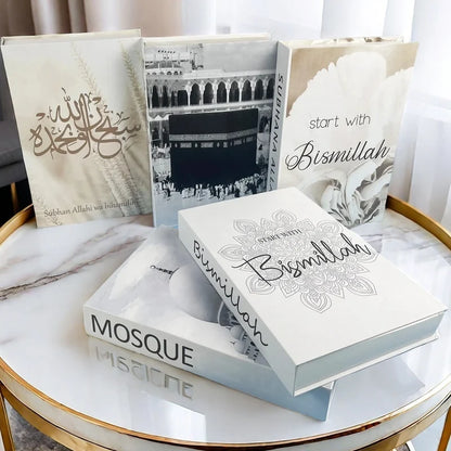 Islamic Kaaba Eid Mosque Luxury Decorative Books Storage Box Fake Book Interior Decoration Coffee Table Ornament Bedroom Decor