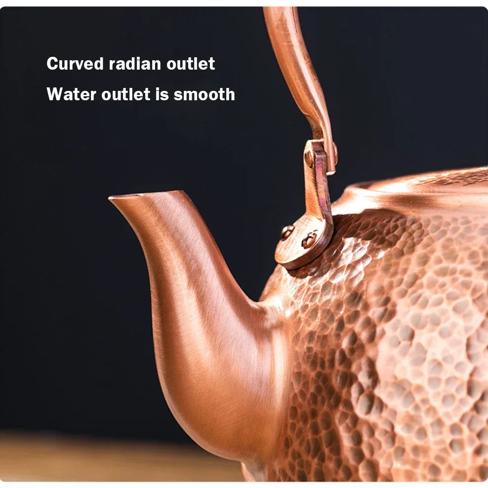 600/1200/1600ml Pure Copper Boiling Tea Kettle Retro Style Handmade Copper Pot Large Capacity Health Care Teapot Boiling Kettle