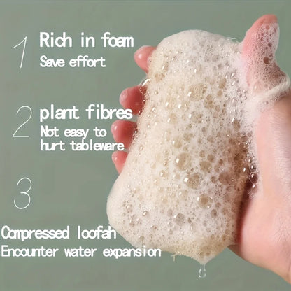 4-6Pcs Natural Loofah Exfoliating Sponges - Gentle Body Scrubber for Shower & Bath, Bamboo Fiber Cleaning Pads