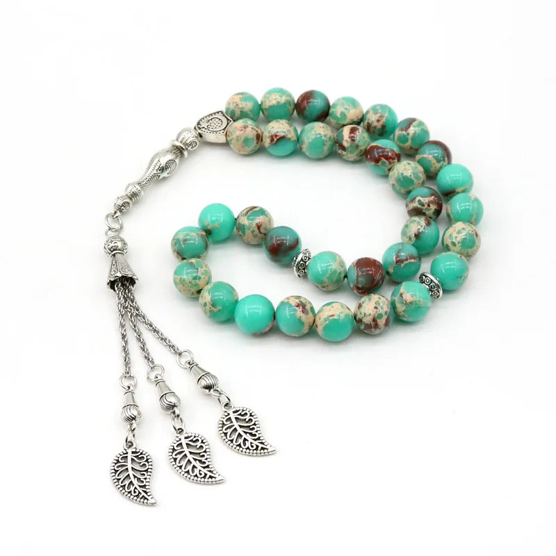 99 Tesbih Natural Bishou Mountain Stone Prayer Beads Silver Tasbaha 66 Tasbih Muslim Fashion jewelry Rosary beads tasbeeh