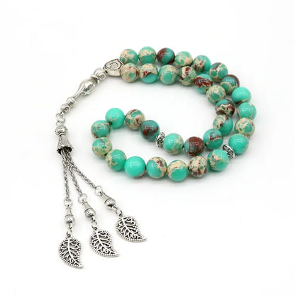 99 Tesbih Natural Bishou Mountain Stone Prayer Beads Silver Tasbaha 66 Tasbih Muslim Fashion jewelry Rosary beads tasbeeh