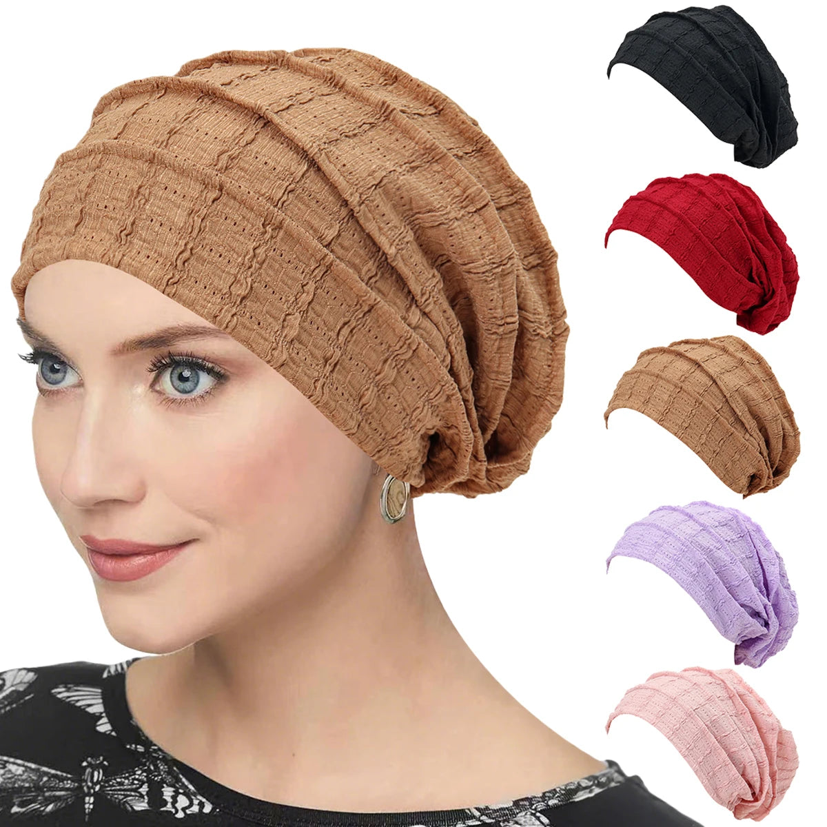 Women Soft Strech Beanie Chemo Cap Solid Color Bonnet Inner Hijabs Cap Muslim Head Wraps Femme Wrap Head Turban Hat
