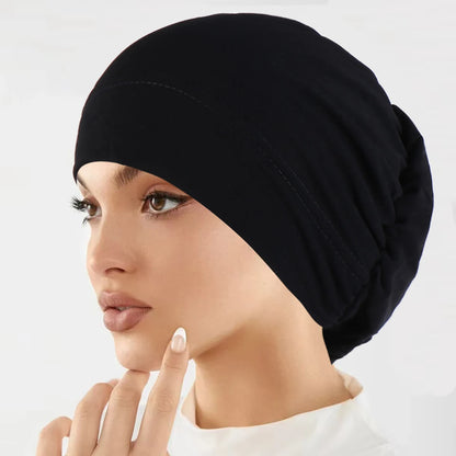 Muslim Fashion Women Hijabs Soft Stretch Solid Color Turban Hat Cancer Chemo Beanies Caps Headwear Headwrap Hair Accessories
