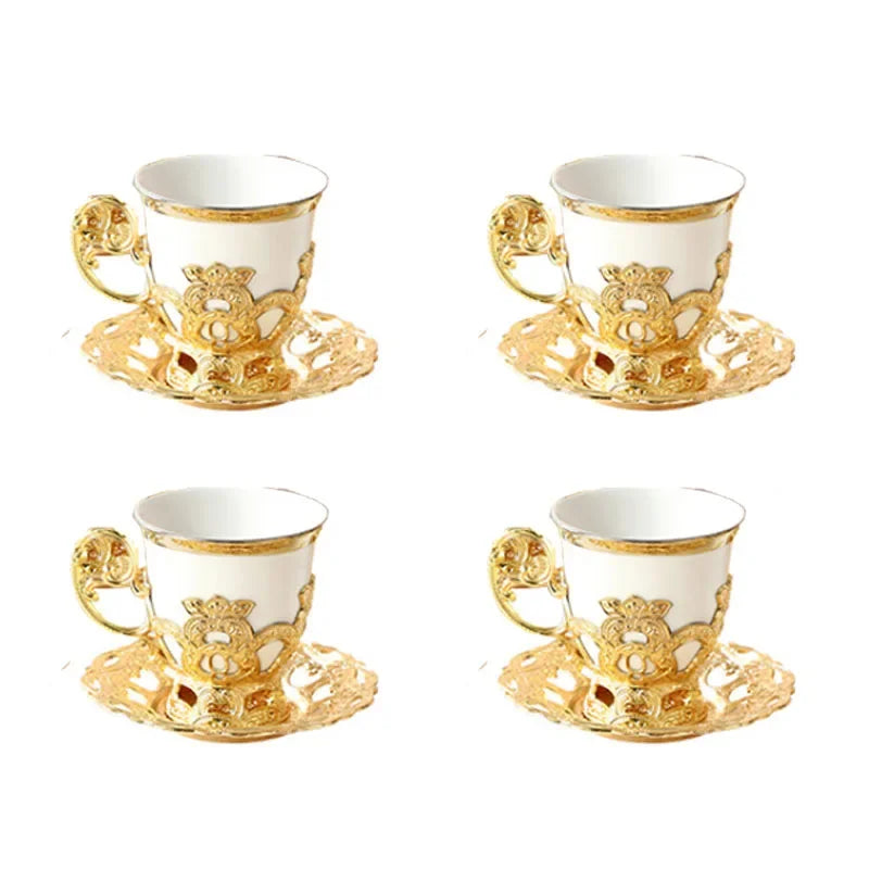 Gilded Finjan – Golden Border Turkish Coffee Cups with Saucers
