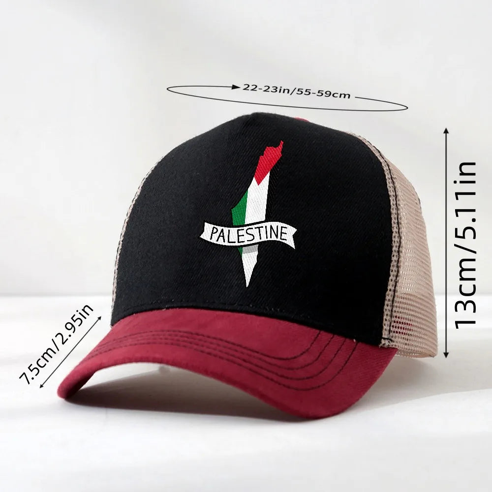 Palestine Arabic Flag Baseball Cap Palestinian Map Fashion Hip Hop Hats Summer  Adult Outdoor Gym mesh breathable Snapback Cap