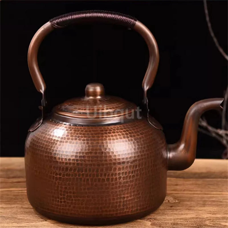 3L Pure Red Copper Boiling Kettle Handmade Vintage Copper Pot Home Teapot For Gas/Induction Cooker Tea Infuser Health Tea Kettle