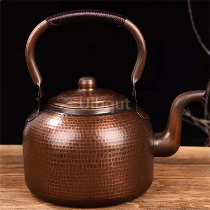3L Pure Red Copper Boiling Kettle Handmade Vintage Copper Pot Home Teapot For Gas/Induction Cooker Tea Infuser Health Tea Kettle