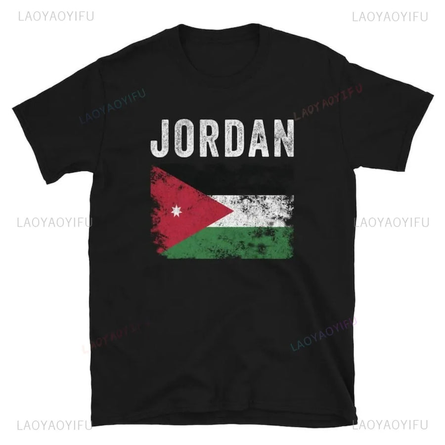 Jordan Flag Cotton T-Shirt – Unisex Patriotic Tee for Sports, Travel & Leisure