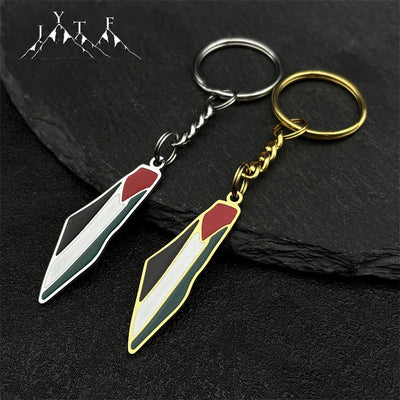 Palestine Map Keychain – Gold-Tone Stainless Steel Flag Pendant Key Ring