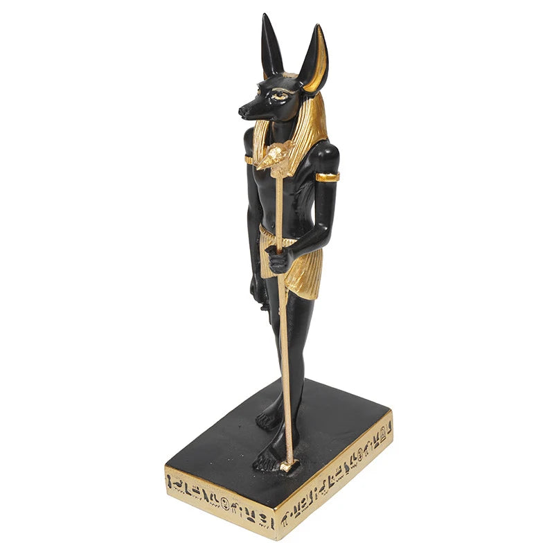 Anubis Resin Sculpture – Egyptian Jackal Guardian & Pyramid Decor