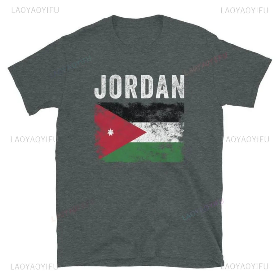 Jordan Flag Cotton T-Shirt – Unisex Patriotic Tee for Sports, Travel & Leisure