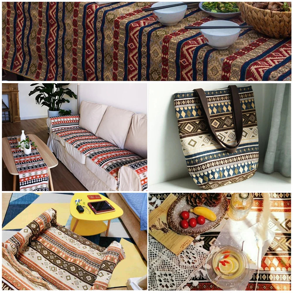 148x100cm Thickener Chenille Jacquard Sofa Fabric Cloth Stripe Luxury Anti-Slip Sofa Cover Boho Fabric Set Luggage DIY Clothing