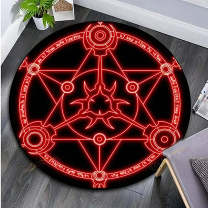 Cartoon Magic Circle, Celestial Star Pattern, Dark Series Theme, Home Decorative Round Carpet, Game Room Floor Mat