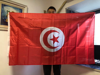Tunisia flag 90x150cm Tunisie Flag Home Decorative Flags Banners 3x5 Feet National Flag Polyester outdoor Hanging Flying Flag